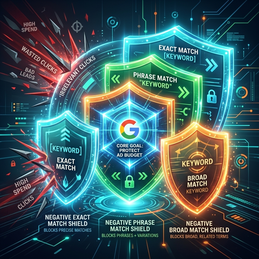 Google Ads Negative Keywords Match Types